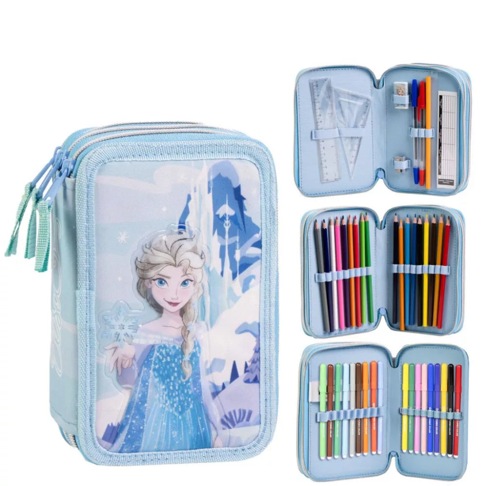 Trousse à crayons remplie Reine des neiges 3 niveaux