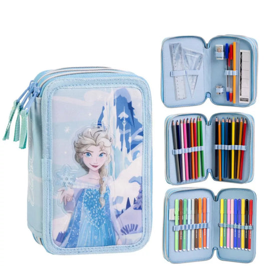 Trousse à crayons remplie Reine des neiges 3 niveaux