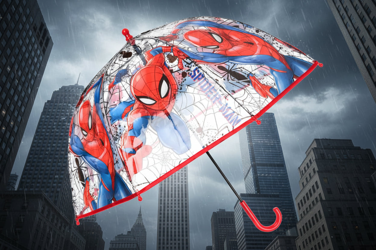 (Précommande) Parapluie transparent pour enfant Spiderman  ⌀72 cm