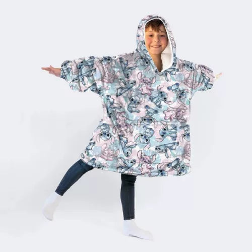 Couverture polaire en peluche Disney Lilo et Stitch, poncho 7-14 ans