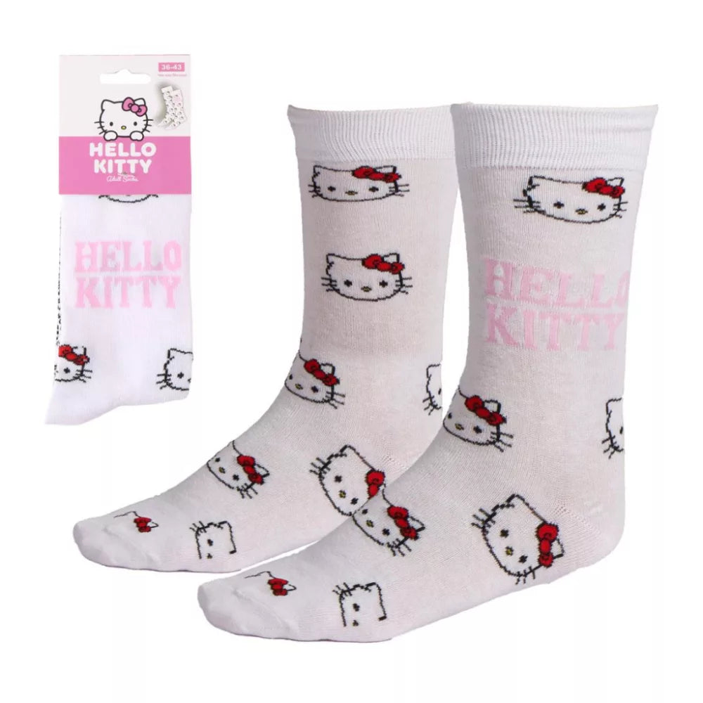 Chaussettes longues blanches pour adultes Hello Kitty 36/43