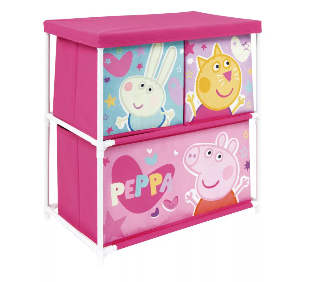 Étagère de rangement pour jouets Peppa Pig à 3 compartiments