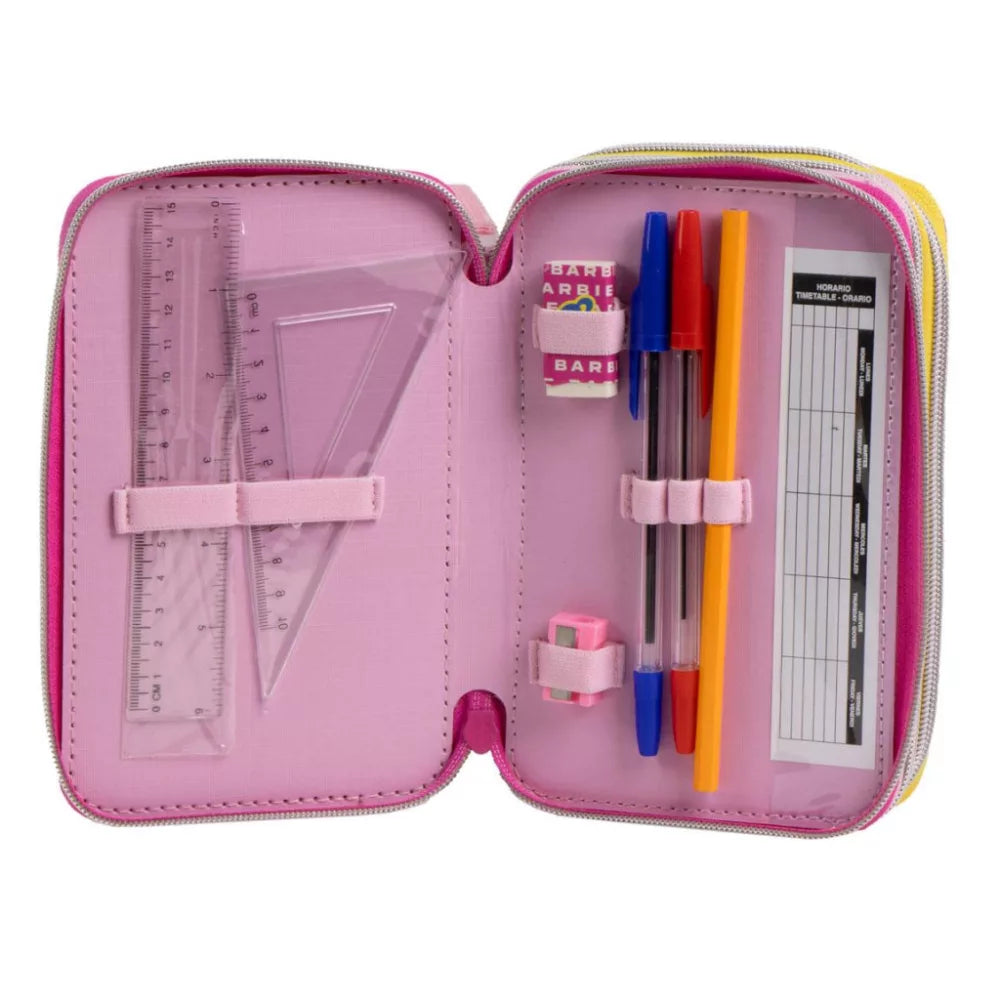 Trousse à crayons remplie Barbie 3 niveaux