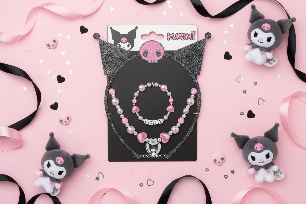 (Précommande) Ensemble de bijoux et serre-tête Hello Kitty Kuromi