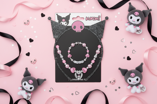 (Précommande) Ensemble de bijoux et serre-tête Hello Kitty Kuromi
