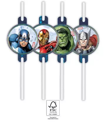 Lot de 4 pailles Avengers