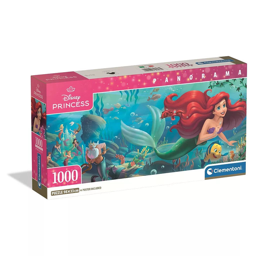 (Précommande) Puzzle compact panoramique Disney Princesse Ariel 1000 pièces + poster inclus Clementoni