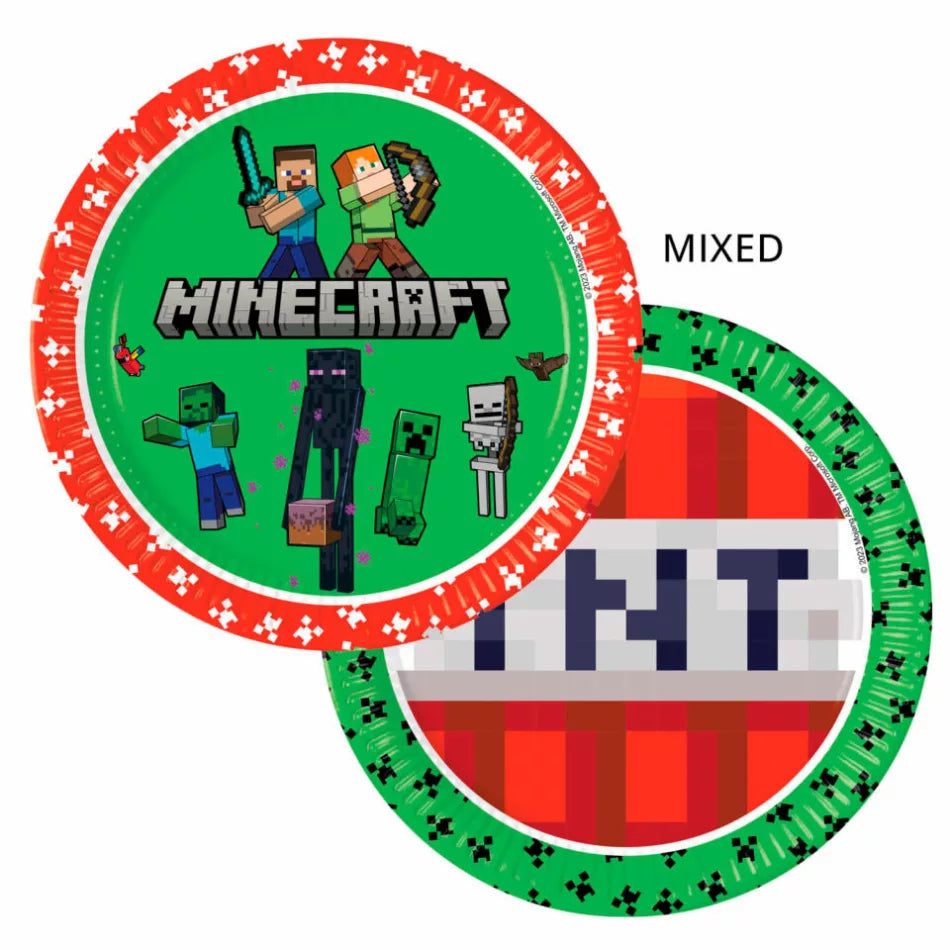 Assiettes en carton Minecraft 23cm