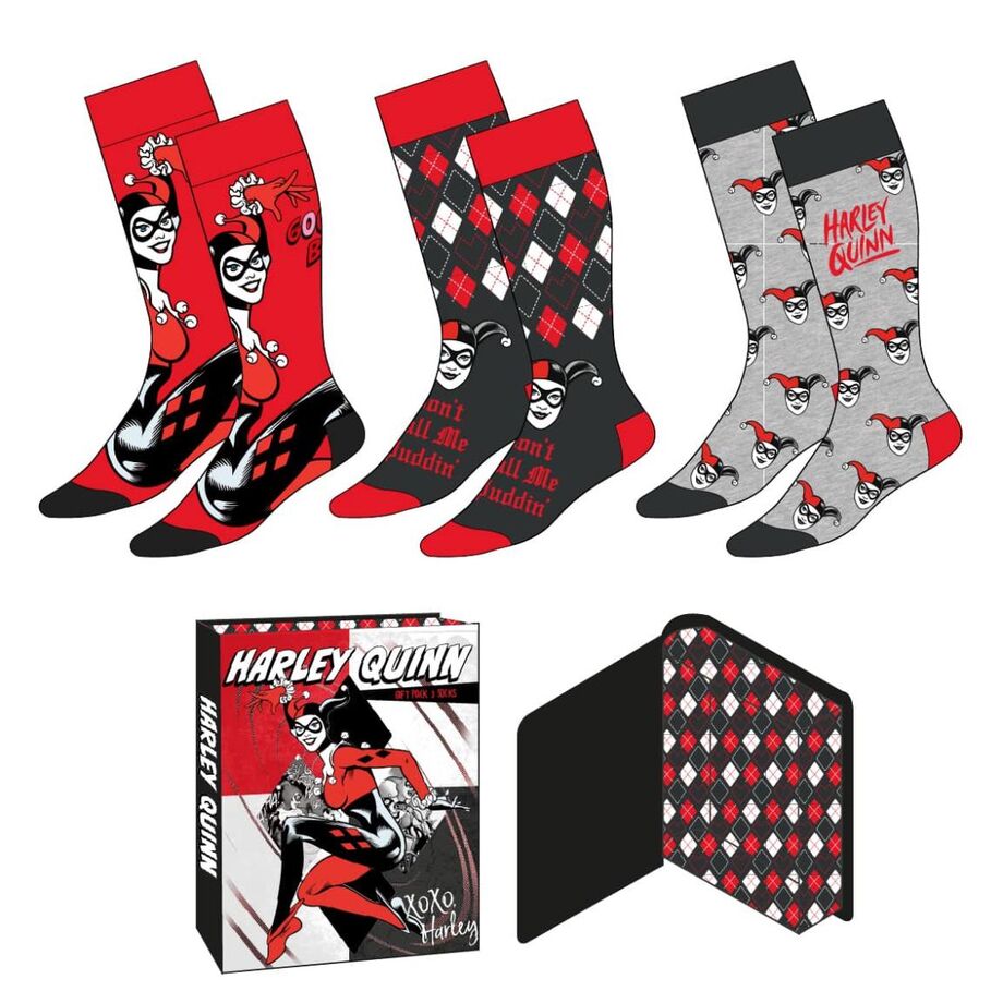 Lot de 3 chaussettes adultes Harley Quinn DC Comics