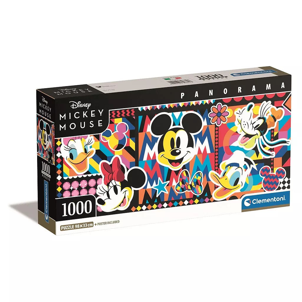 (Précommande) Puzzle compact panoramique Disney Mickey Pop Art 1000 pièces + poster inclus Clementoni