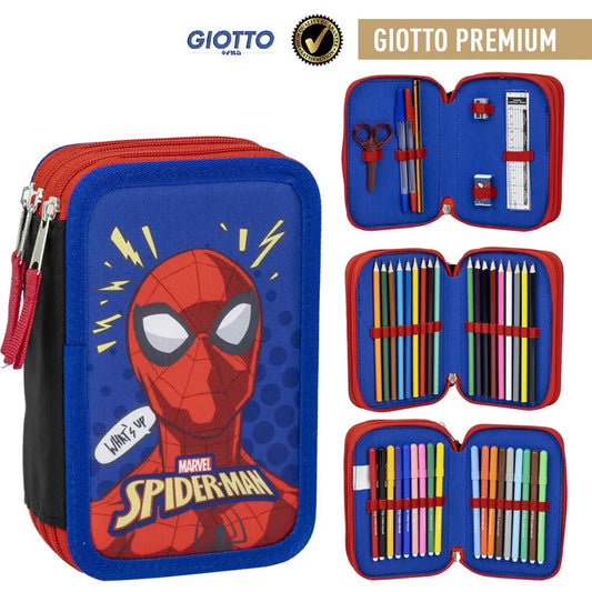 Trousse à crayons remplie à 3 niveaux Spiderman