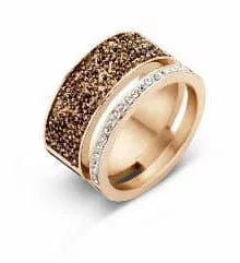 Bague Victoria en pierre noire couleur or rose