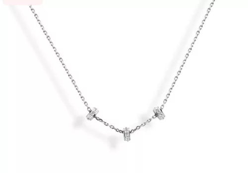 Collier Donut en pierre blanche couleur argent