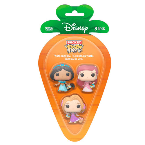 Blister de 3 figurines Carrot Pocket POP Disney Princesses Raiponce Ariel Jasmine Pâques