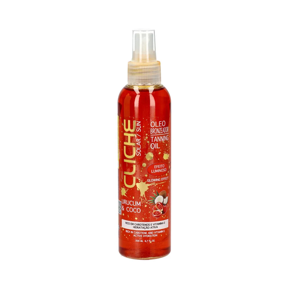 Huile de Bronzage Cliché Urucum et noix de coco pailleté