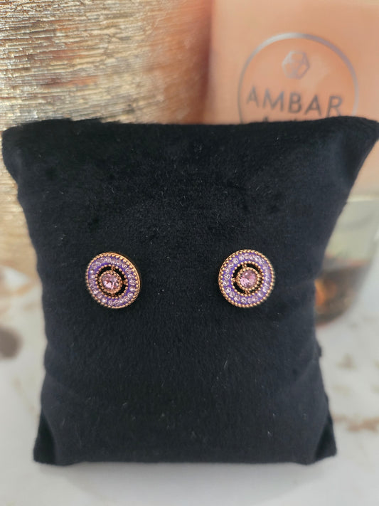 Boucles d'oreilles Victoria Rose en pierre rose couleur or