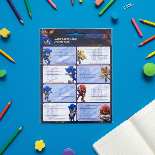 Lot 16 étiquettes pour cahier - Sonic