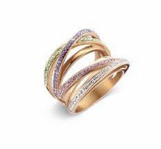Bague Victoria couleur or rose avec pierres colorées