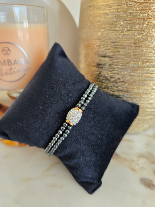 Bracelet en perles noires White Stone