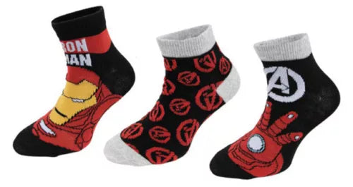 (Précommande) Lot de 3 paires de chaussettes montantes pour enfants Avengers Iron Man 23/26