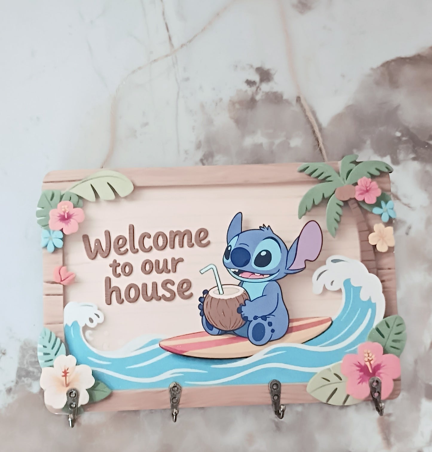 Porte-clés mural Stitch en bois