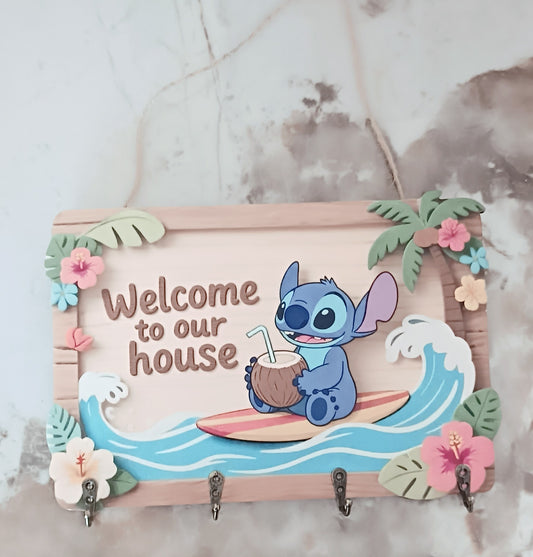 Porte-clés mural Stitch en bois