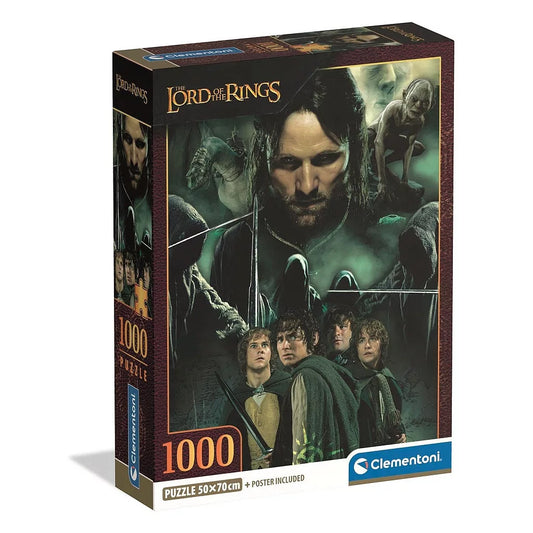 (Précommande) Le Seigneur des Anneaux Aragorn & Hobbits Puzzle compact 1000 pièces + Poster Clementoni