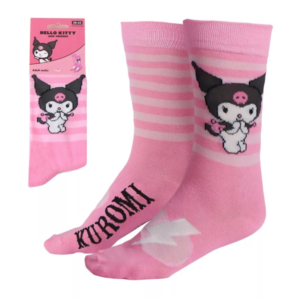 Chaussettes longues adultes Hello Kitty Kuromi Rose 36/43