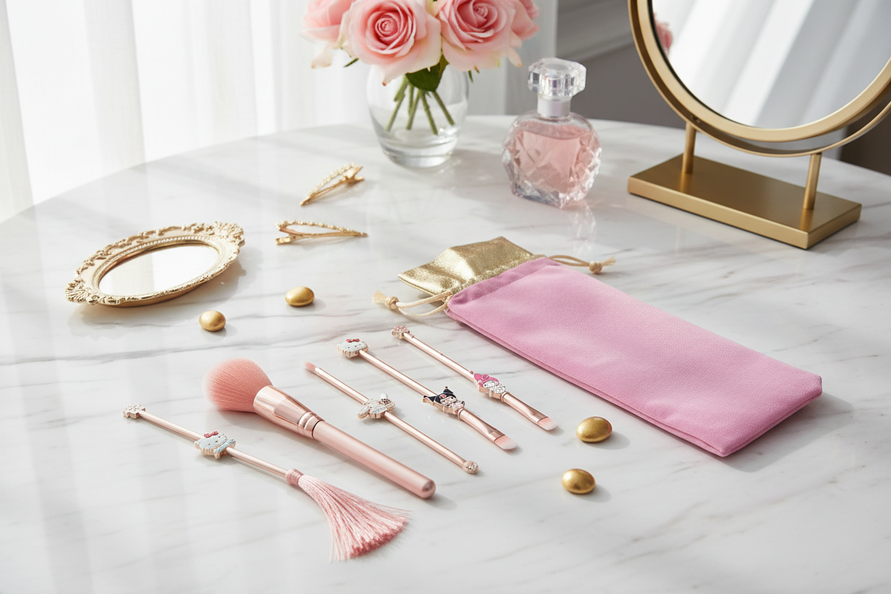 Lot de 5 pinceaux maquillage Hello Kitty