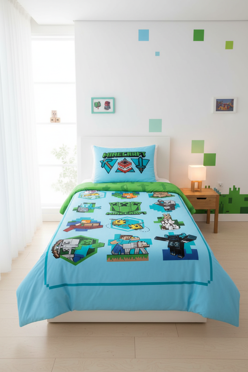 (Précommande) Parure de lit 1 personne Minecraft
