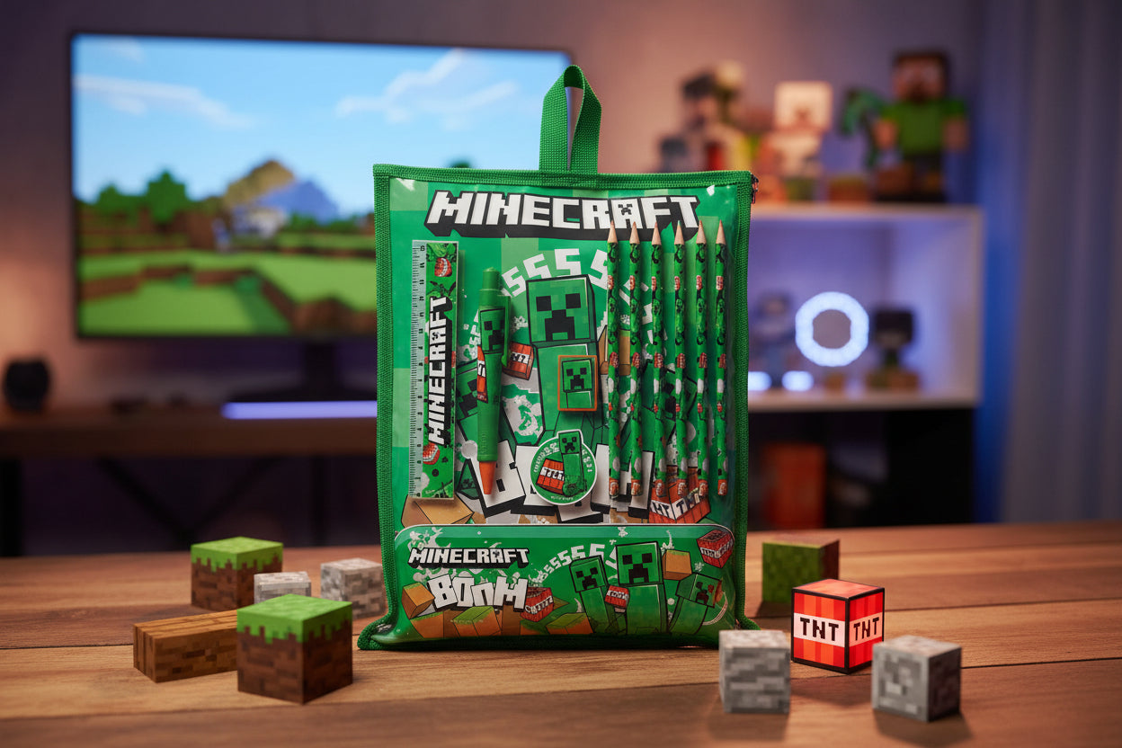 (Précommande) Ensemble de papeterie Minecraft avec support