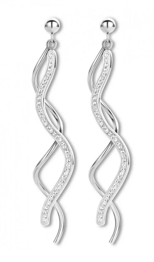 Boucles d'oreilles en pierre blanche couleur argent