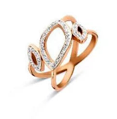 Bague Victoria couleur or rose avec pierres blanches