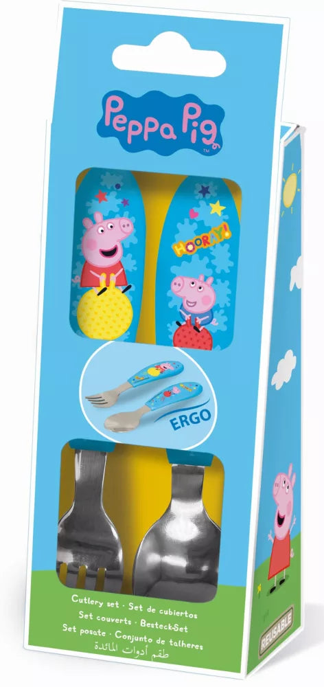 Ensemble de couverts ergonomiques en métal Peppa Pig - 2 pièces
