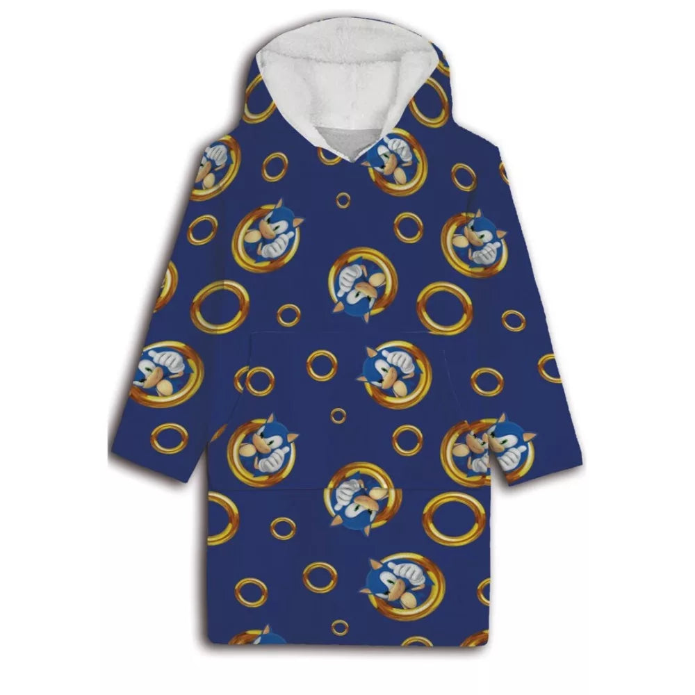 Couverture polaire en peluche portable pour adulte, poncho Sonic