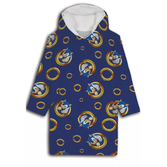 Couverture polaire en peluche portable pour adulte, poncho Sonic