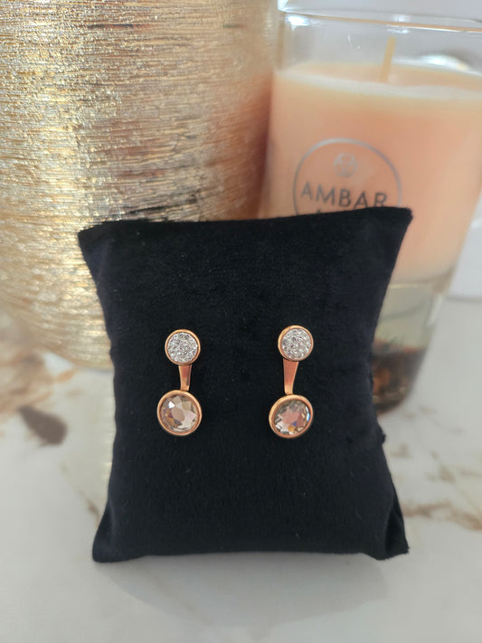 Boucles d'oreilles Victoria couleur or rose avec pierres colorées