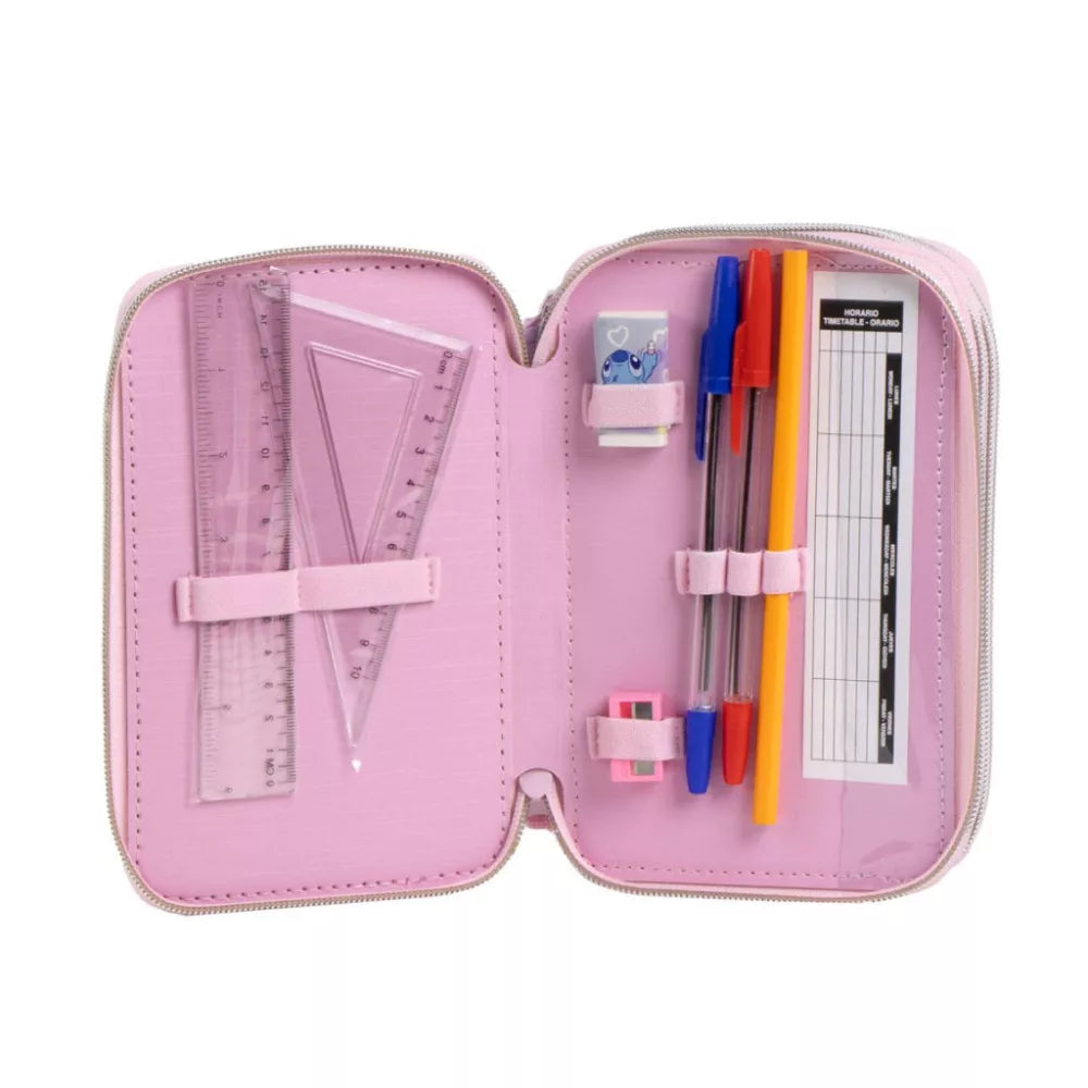 Trousse à crayons remplie Stitch 3 niveaux