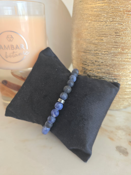 Bracelet extensible  à perles bleues pour homme