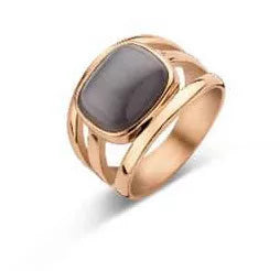 Bague Victoria en pierre noire couleur or rose
