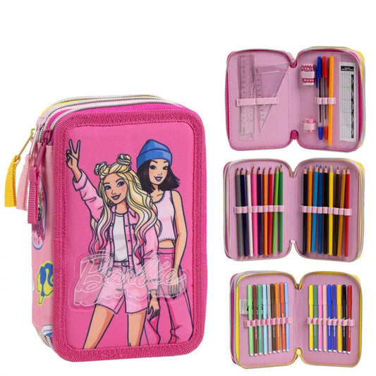 Trousse à crayons remplie Barbie 3 niveaux