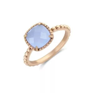 Bague en or rose et pierre bleu
