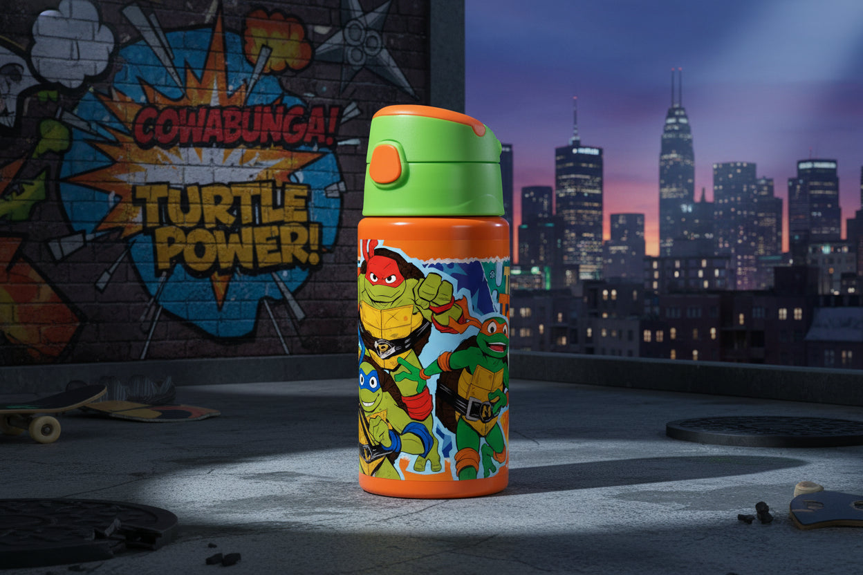(Précommande) Bouteille en aluminium avec paille Tortues Ninja 500 ml