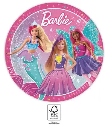Assiettes en carton Barbie 23cm
