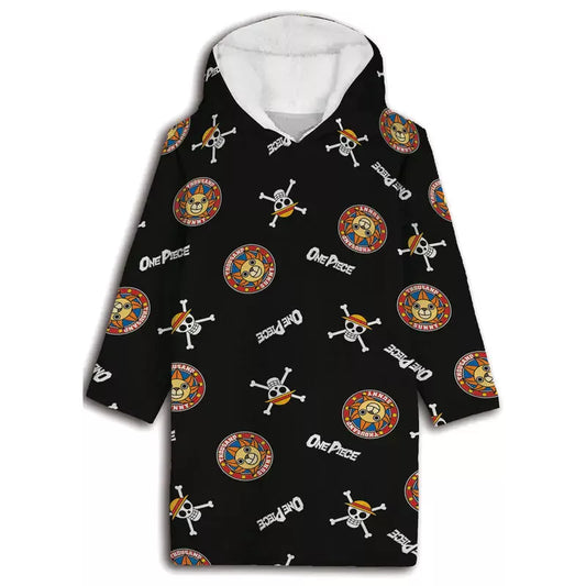 Couverture polaire en peluche One Piece, poncho 7-14 ans