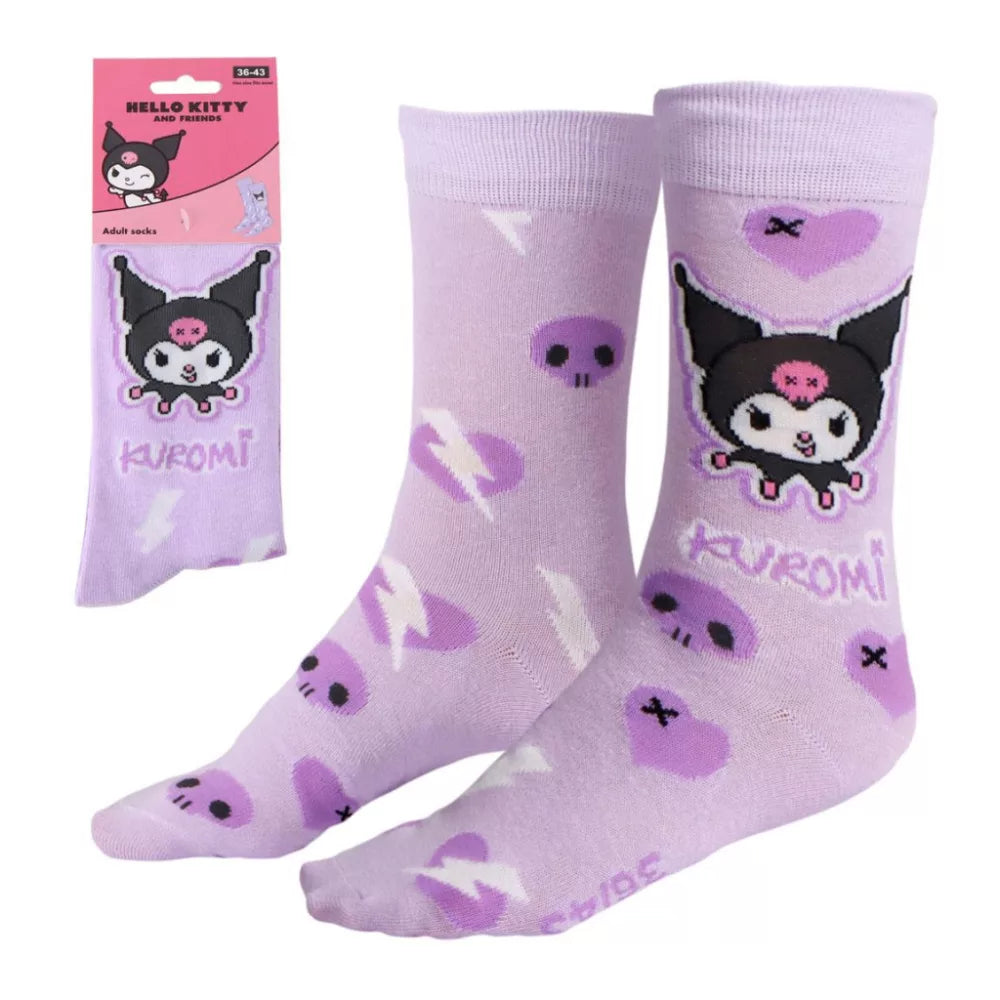 Chaussettes longues adultes Hello Kitty Kuromi violettes 36/43