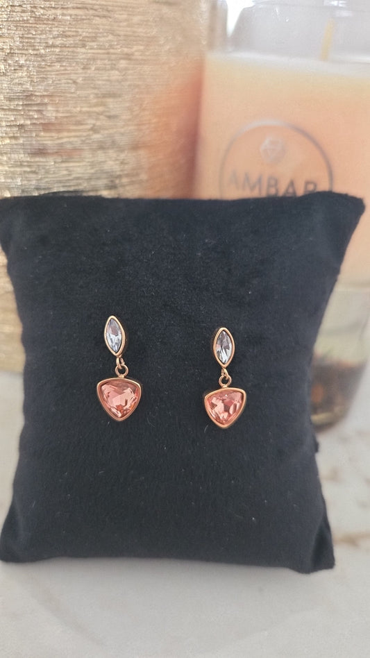 Boucles d'oreilles Victoria en or rose avec pierres précieuses
