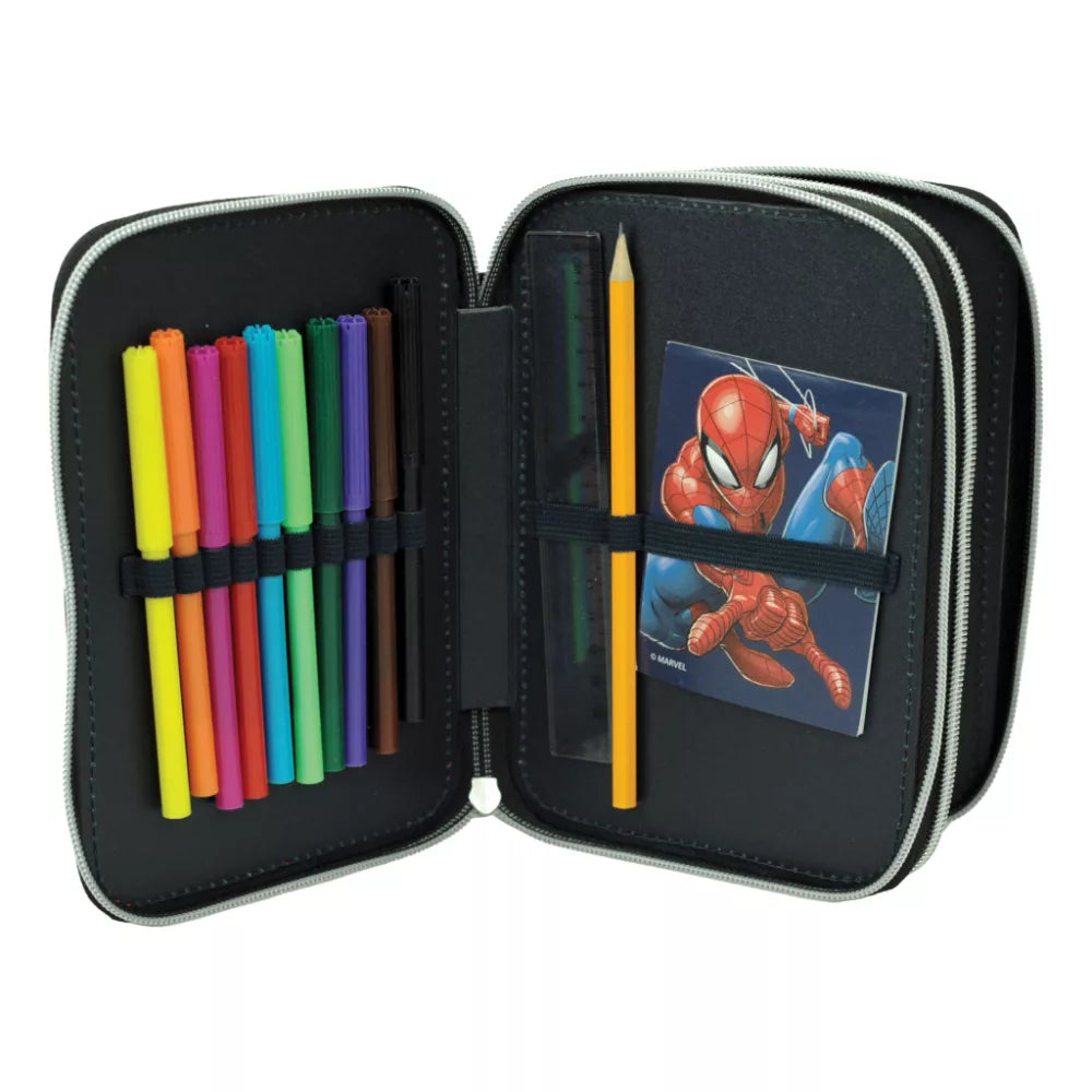 Trousse à crayons remplie Spiderman à 2 étages