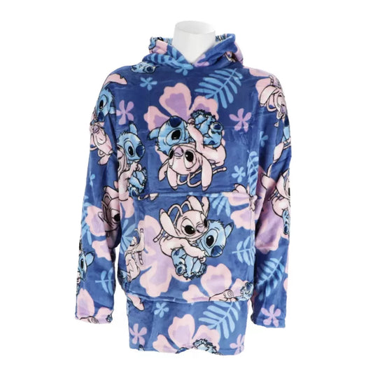 Couverture polaire en peluche à enfiler Stitch, poncho 3-6 ans
