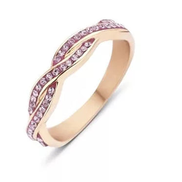 Bague en or rose et pierres rose